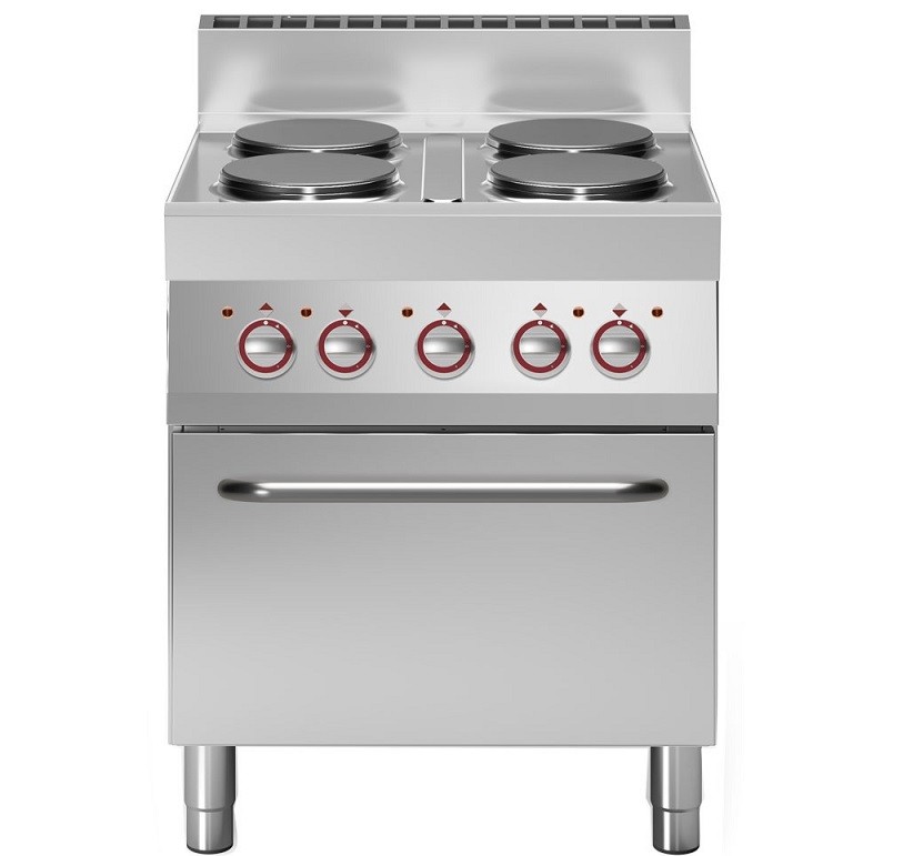 Fogão Industrial Elétrico de 4 Placas e Forno de Convecção Profissional, 14360 Watts (transporte incluído) - Refª 100014