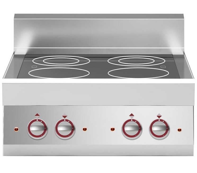 Fogão Industrial Elétrico de 4 Zonas em Vitrocerâmica, 9200 Watts (transporte incluído) - Refª 100016