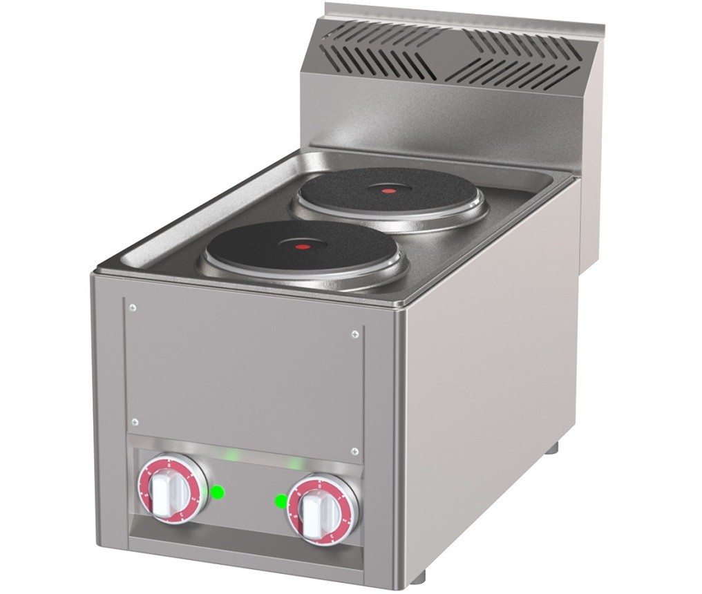 Fogão Industrial Elétrico Trifásico de Bancada com 2 Placas, Chapas com Ø 180 mm, Potência de 4000 Watts (transporte incluído) - Refª 102565