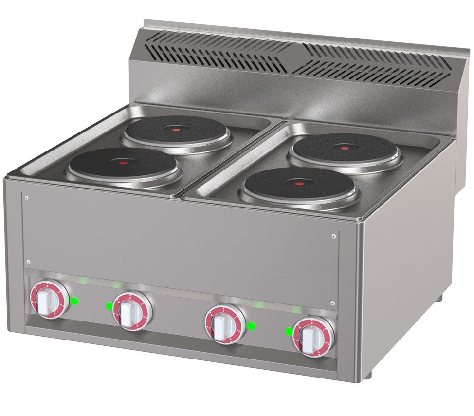 Fogão Industrial Elétrico Trifásico de Bancada com 4 Placas, Chapas com Ø 180 mm, Potência de 8000 Watts (transporte incluído) - Refª 102783