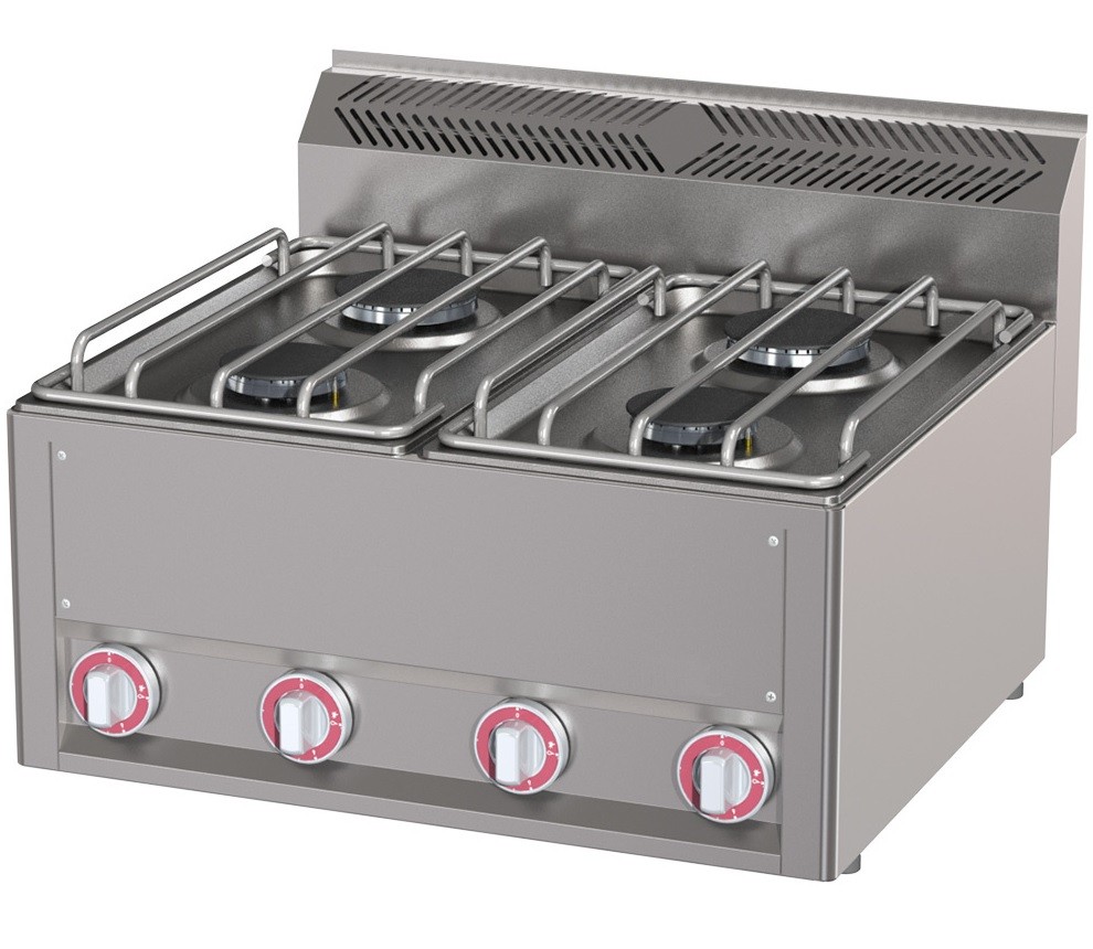 Fogão Industrial a Gás de Bancada com 4 Queimadores, 11350 Kcal/h, Potência de 13200 Watts (transporte incluído) - Refª 102781