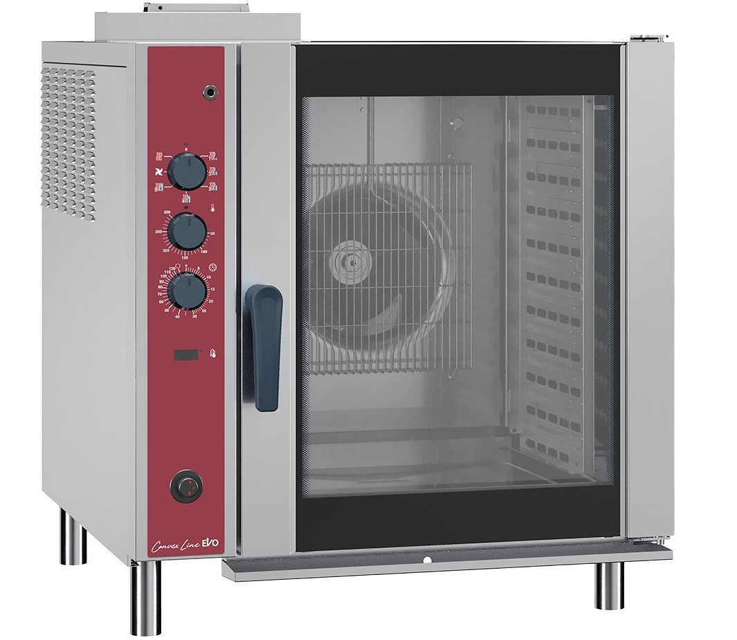 Forno Industrial de Convecção a Gás de 10 Níveis GN 1/1 com Humidificação Automática, 30 a 300°C, Potência de 18500 Watts (transporte incluído) - Refª 101363