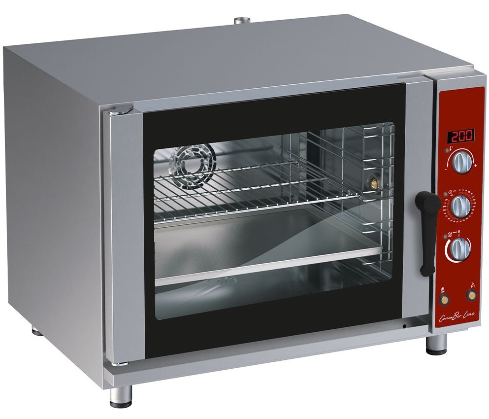 Forno Industrial Elétrico de Convecção Trifásico de 5 Níveis para Cinco Tabuleiros 600x400 mm ou 5x GN 1/1 com Humidificação Automática, Potência de 7000 Watts, +270º C (transporte incluído) - Refª 102438