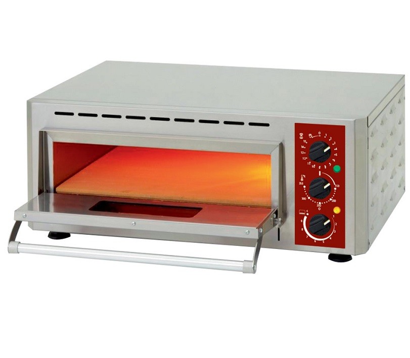 Forno de Pizzas Elétrico Monofásico com Porta de Vidro e Câmara para Pizza até Ø 430 mm, 3000 Watts (transporte incluído) - Refª 101723