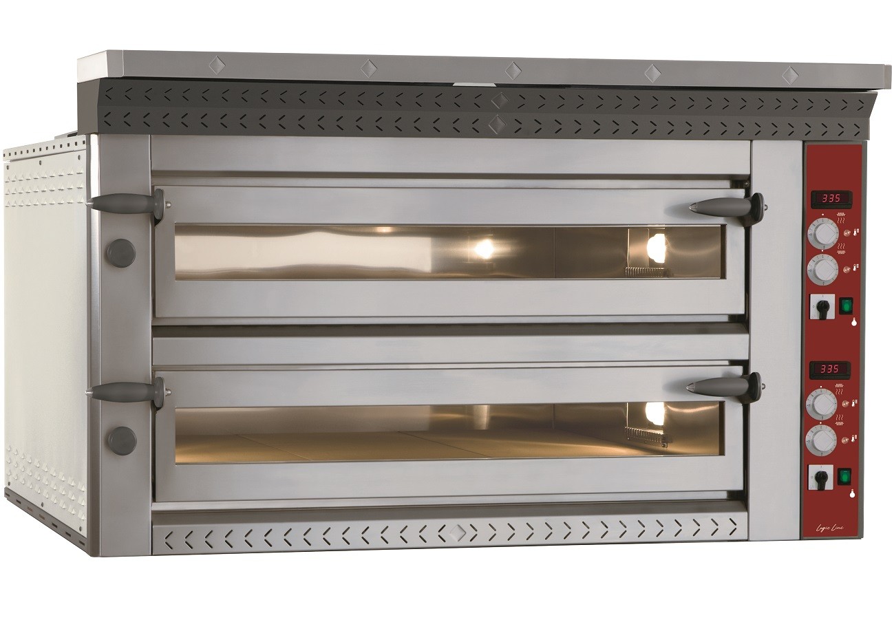 Forno de Pizzas Industrial Elétrico Trifásico Duplo de Largura Extra para 2x 6 Pizzas Ø 350 mm, 18000 Watts, +400° C (transporte incluído) - Refª 101610