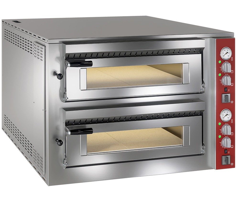 Forno de Pizzas Industrial Elétrico de 2 Câmaras GRANDES para 12 pizzas de Ø 350 mm, 15000 Watts, +450º C (transporte incluído) - Refª 100947