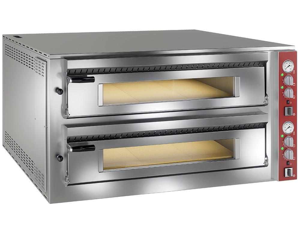 Forno de Pizzas Industrial Elétrico Trifásico de 2 câmaras LARGAS para 18 pizzas de Ø 350 mm, 26400 Watts, +450º C (transporte incluído) - Refª 103027