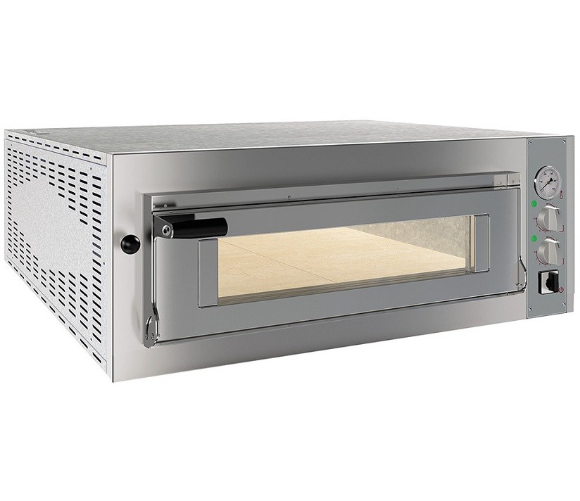 Forno de Pizza Elétrico Industrial Trifásico com Porta de Vidro para 4x Pizzas Ø 350 mm, 5750 Watts (transporte incluído) - Refª 102860