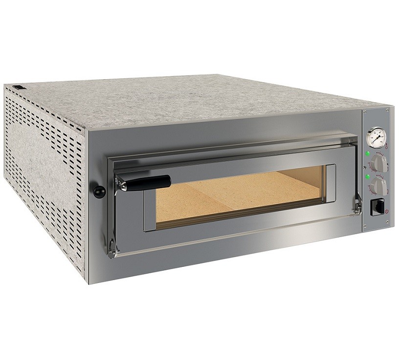 Forno de Pizza Elétrico Industrial Trifásico com Porta de Vidro para 6x Pizzas Ø 350 mm, 7550 Watts (transporte incluído) - Refª 102862