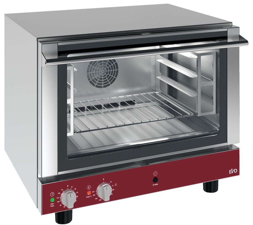 Forno Industrial Elétrico de Conveção Monofásico com Humidificação de 4 Níveis 460x340 mm, + 270º C, 3300 Watts (transporte incluído) - Refª 101143