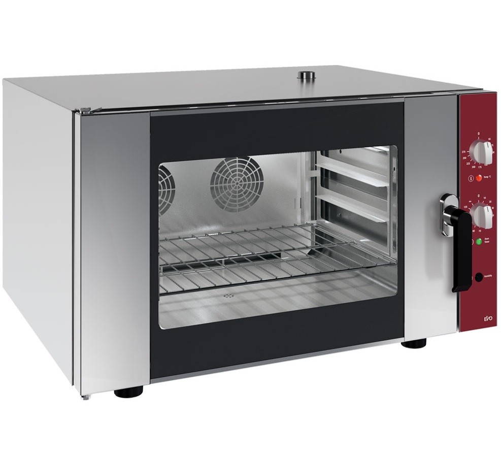 Forno Industrial Elétrico de Convecção Monofásico de 4 Níveis GN 1/1 com Humidificação, 3600 Watts, +270º C (transporte incluído) - Refª 102353