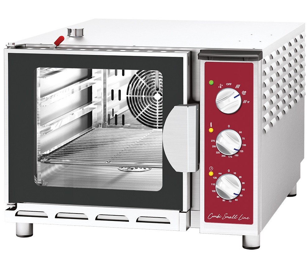 Forno Industrial Elétrico de Convecção a Vapor Trifásico Combinado para 4 Prateleiras GN 2/3, +270º C, Potência de 4000 Watts (transporte incluído) - Refª 102792