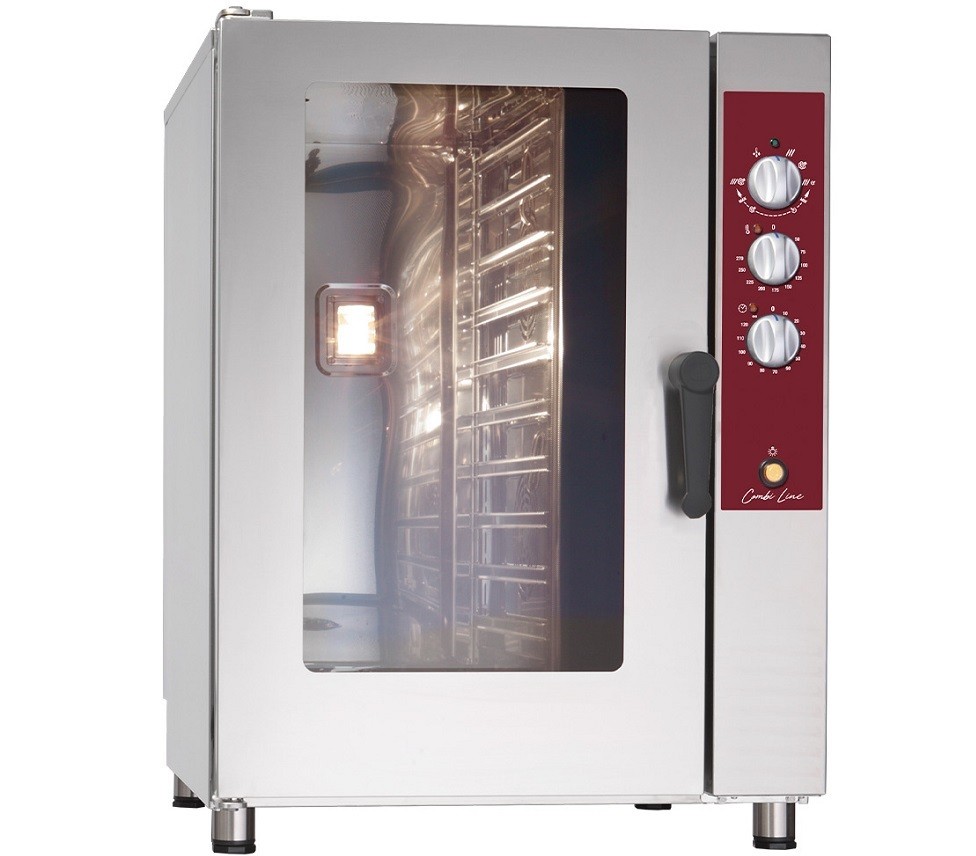 Forno Industrial Elétrico de Convecção a Vapor Trifásico Combinado para 10 Prateleiras GN 1/1, +270º C, Potência de 12000 Watts (transporte incluído) - Refª 102789