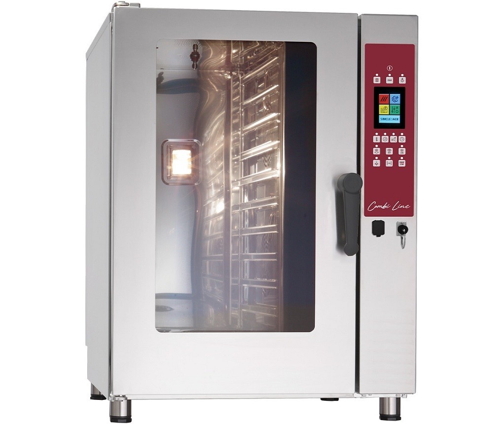 Forno Industrial Elétrico de Convecção a Vapor Trifásico Combinado Digital para 10 Prateleiras GN 1/1 com LIMPEZA AUTOMÁTICA, +270º C, Potência de 12000 Watts (transporte incluído) - Refª 102790