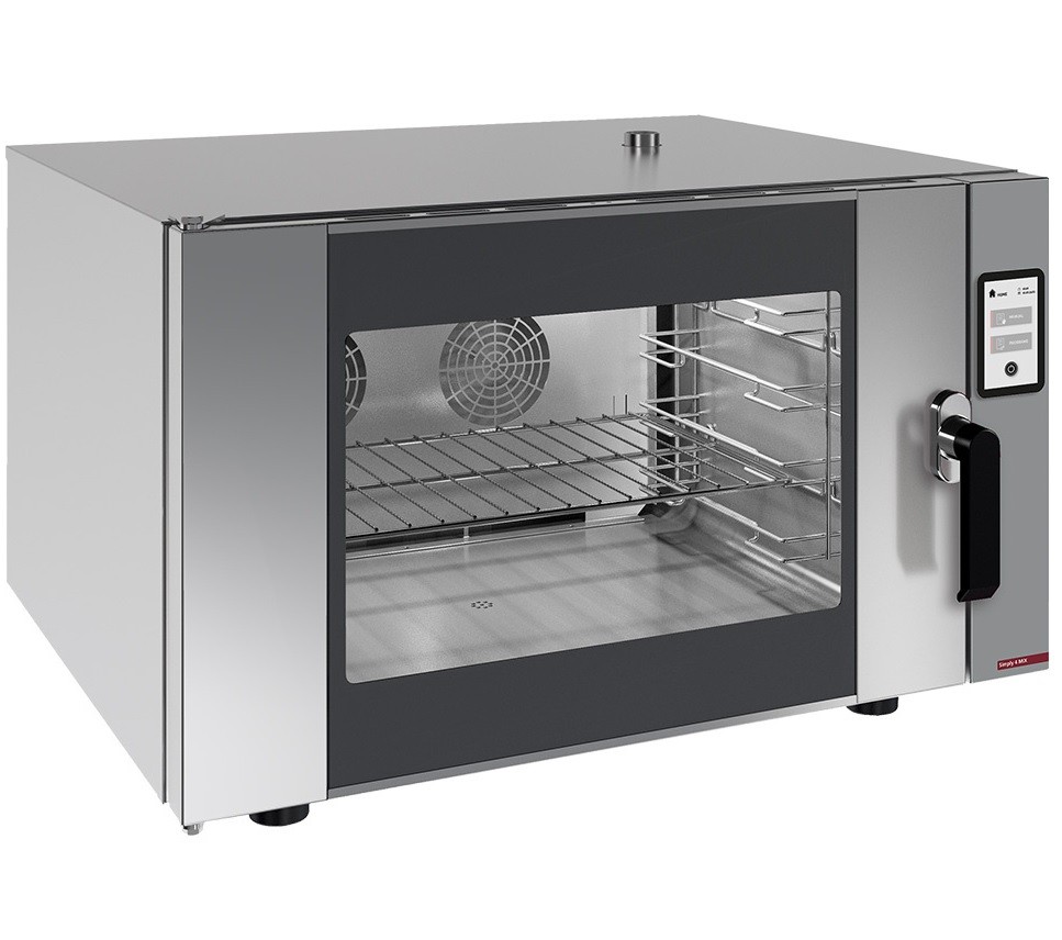 Forno Elétrico de Conveção a Vapor Trifásico Profissional Digital de 4 Níveis GN 1/1 ou 600x400 mm com Sonda de Núcleo e 2 Controles de Velocidades, +270º C, Potência de 6400 Watts (transporte incluído) - Refª 102771