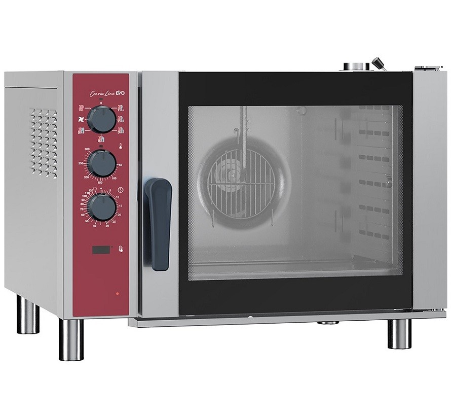 Forno Industrial Eléctrico de Convecção Trifásico com 6 Níveis GN 1/1 com Humidificação Automática, 7700 Watts, +30 +300°C (transporte incluído) - Refª 101340