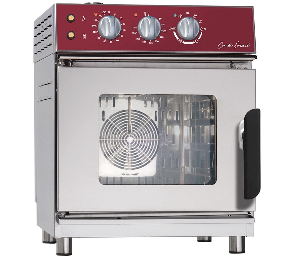 Forno Profissional Elétrico de Convecção a Vapor Monofásico Combinado para 4 Prateleiras GN 2/3, +270º C, Potência de 3000 Watts (transporte incluído) - Refª 102793