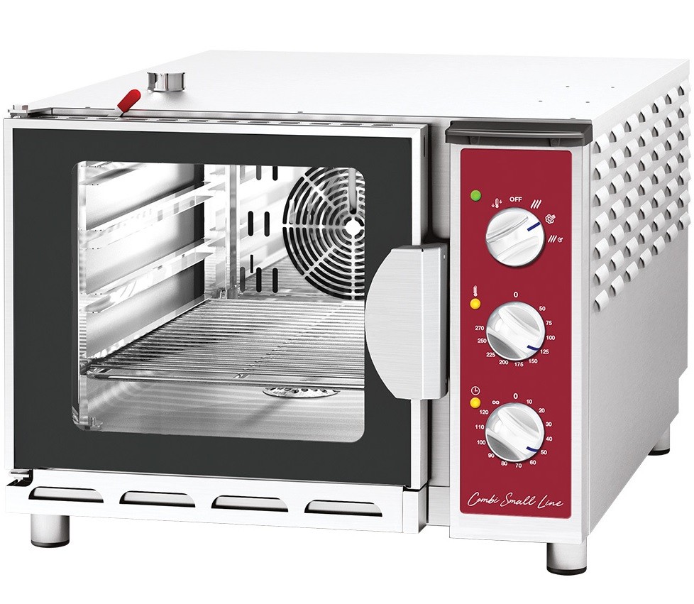 Forno Industrial Elétrico de Convecção a Vapor Trifásico Combinado para 4 Prateleiras GN 1/1, +270º C, Potência de 5200 Watts (transporte incluído) - Refª 102791