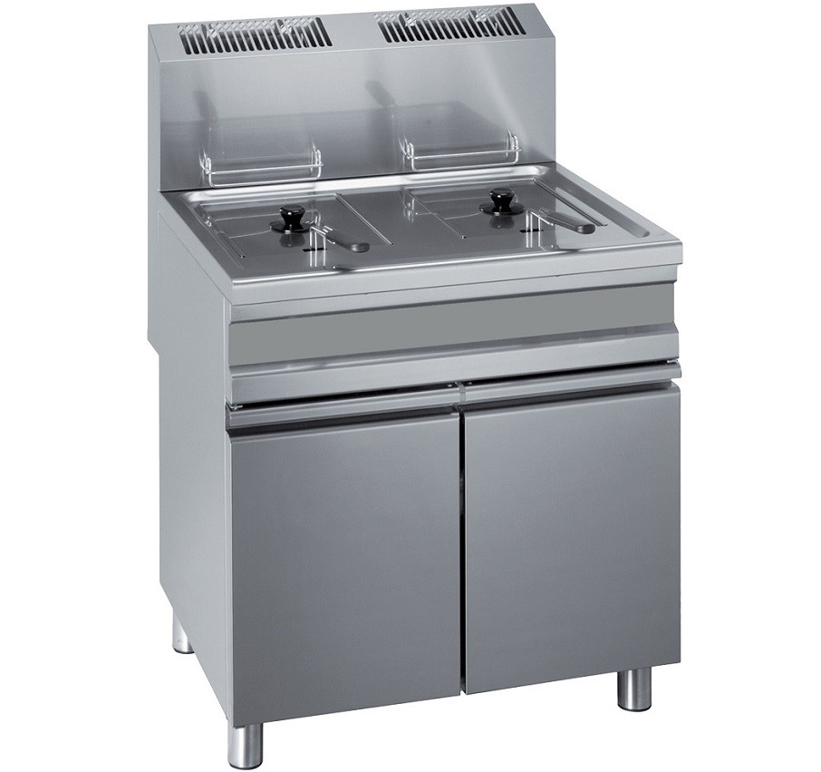 Fritadeira Profissional a Gás de 2 Cubas de 15 +15 Litros, +110° a +190° C, 21670 kcal/h, Potência de 25200 Watts (transporte incluído) - Refª 100375