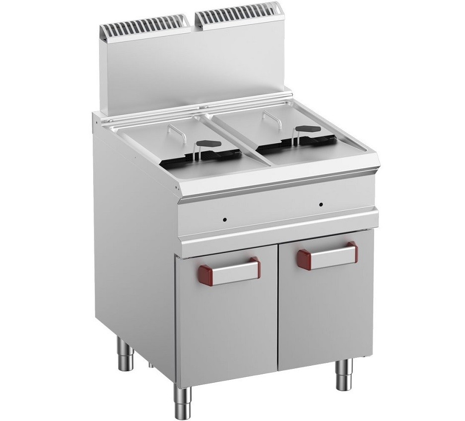 Fritadeira Industrial a Gás com 2 Tanques de 14 +14 Litros sobre Armário (transporte incluído) - Refª 100086