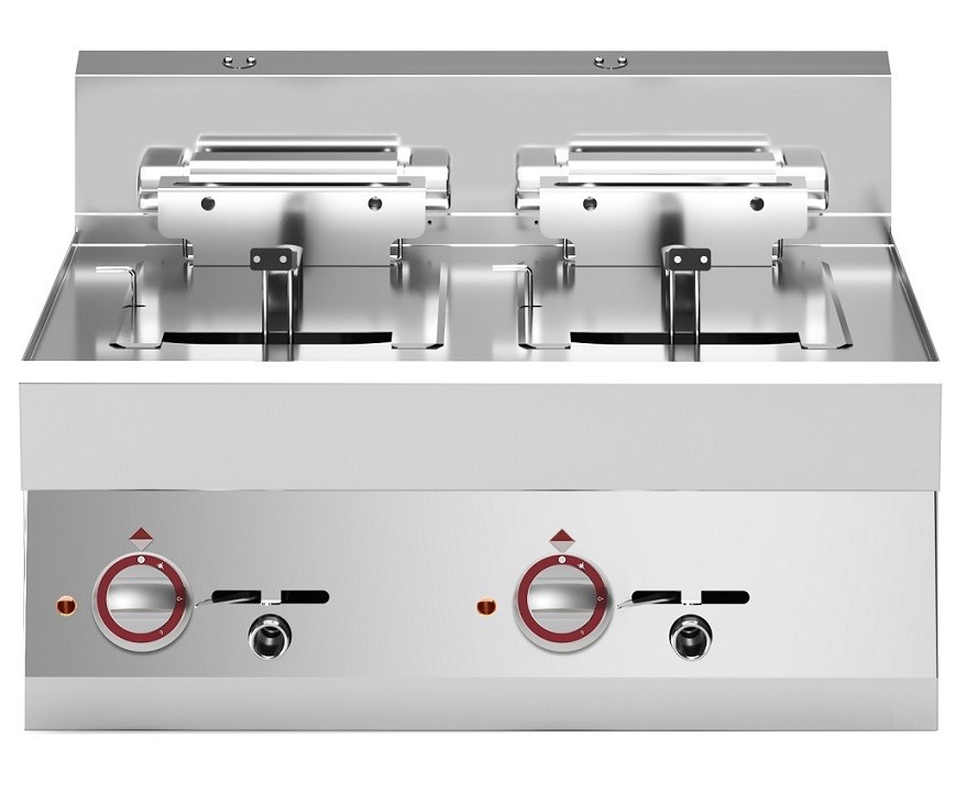 Fritadeira Eléctrica Industrial Trifásica com 2 Cubas de 10 +10 Litros, 15000 Watts (transporte incluído) - Refª 100020
