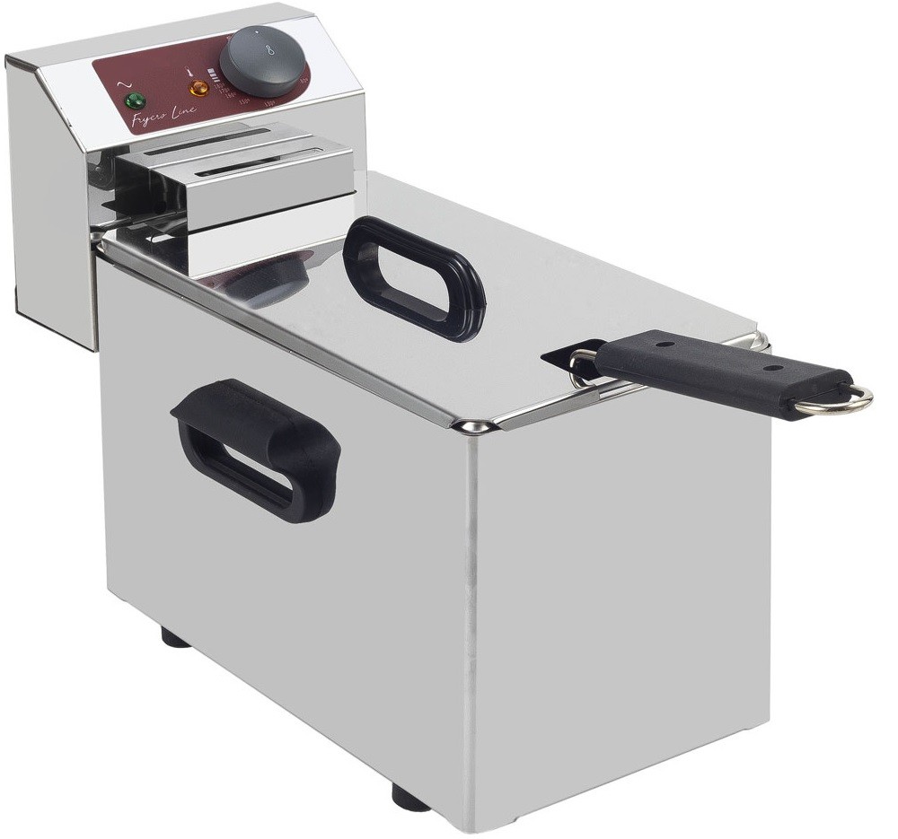 Fritadeira Industrial Elétrica de Bancada Monofásica para 4 Litros com Cesto e Tampa, 0° +180°C, 3000 Watts (transporte incluído) - Refª 102385