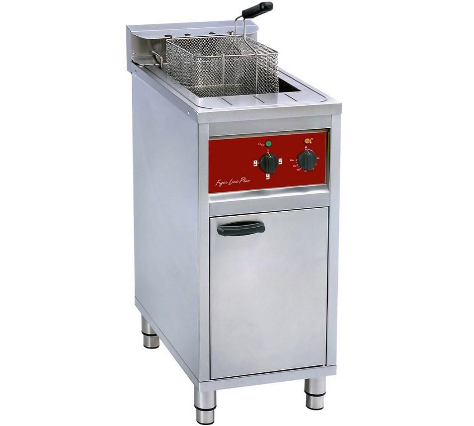 Fritadeira Industrial Elétrica Profissional Trifásica de 16 Litros em Armário Neutro, +180º C, 12000 Watts (transporte incluído) - Refª 102804
