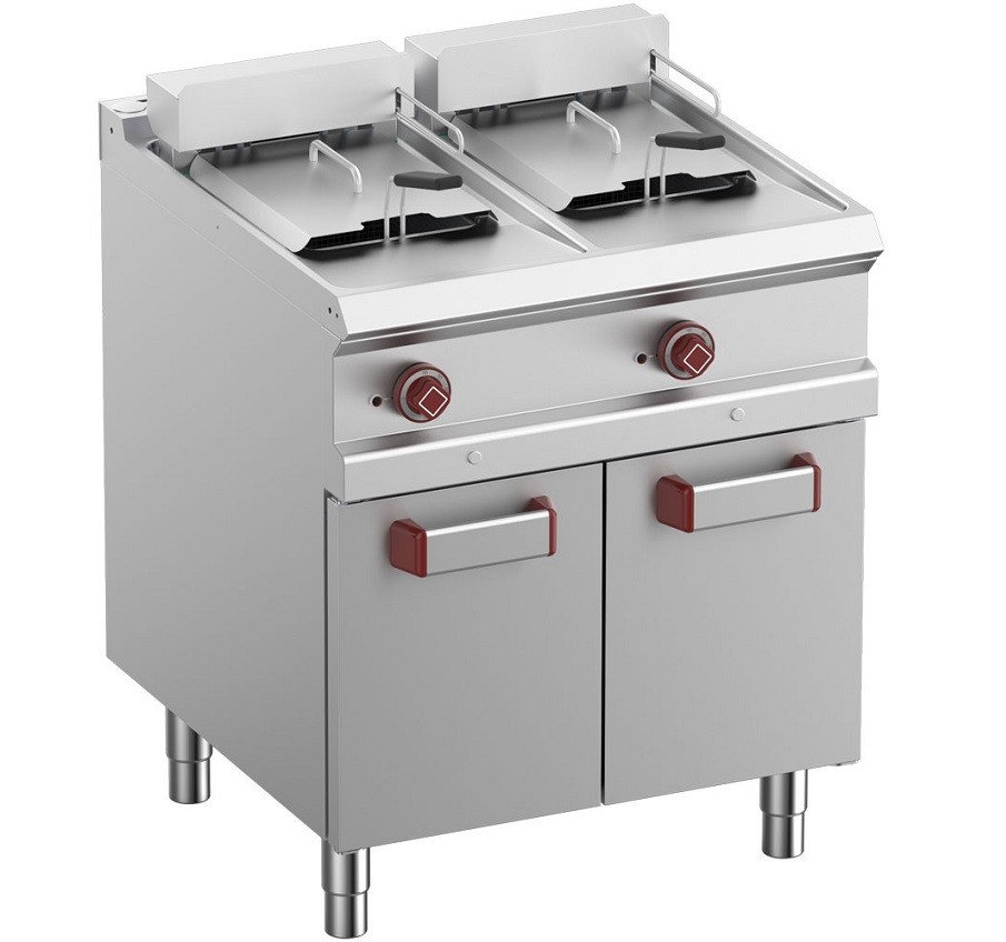 Fritadeira Industrial Elétrica Dupla 13 +13 Litros sobre Armário (transporte incluído) - Refª 100091