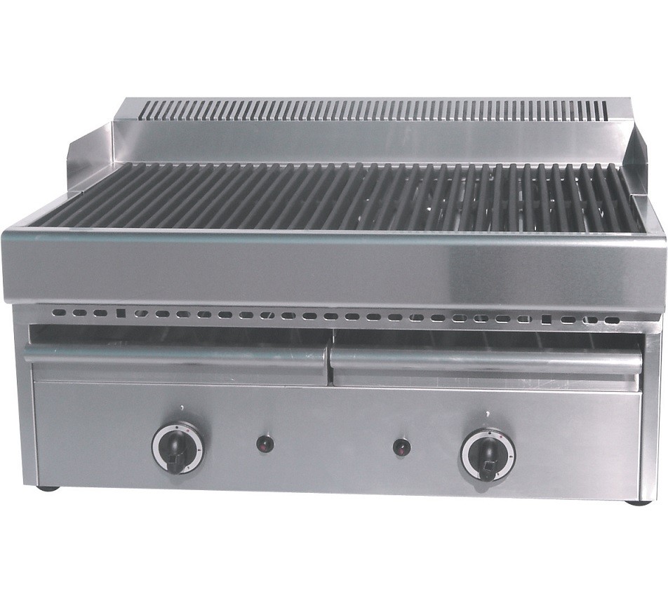 Grelhador Industrial a Gás de 2 Zonas Profissional, Grill a Vapor com Bacia de Água, 15480 kcal/h, Potência de 18000 Watts (transporte incluído) - Refª 100207