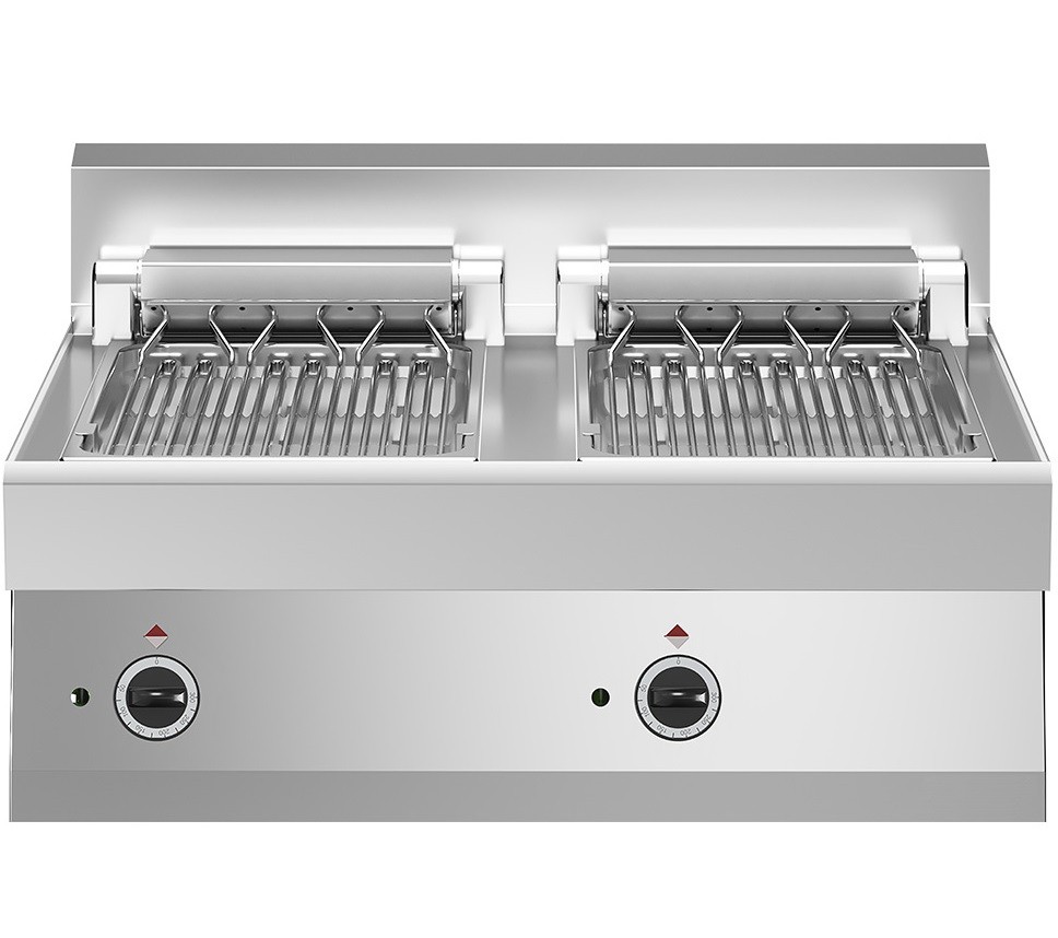 Grelhador Industrial Elétrico a Vapor de 2 Zonas com Cubas de Água Removíveis, 2x Grelhas com 270x450 mm, Potência de 8000 Watts (transporte incluído) - Refª 102752