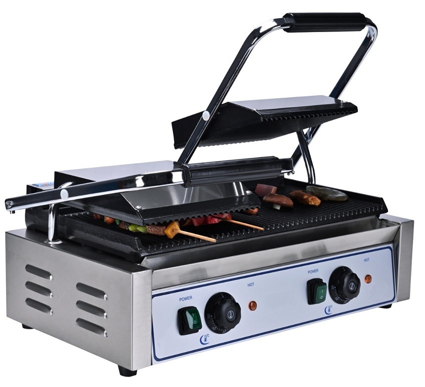 Grelhador Elétrico Duplo Profissional com Placas de Grelhar do Grill Caneladas, 3600 Watts (transporte incluído) - Refª 102936