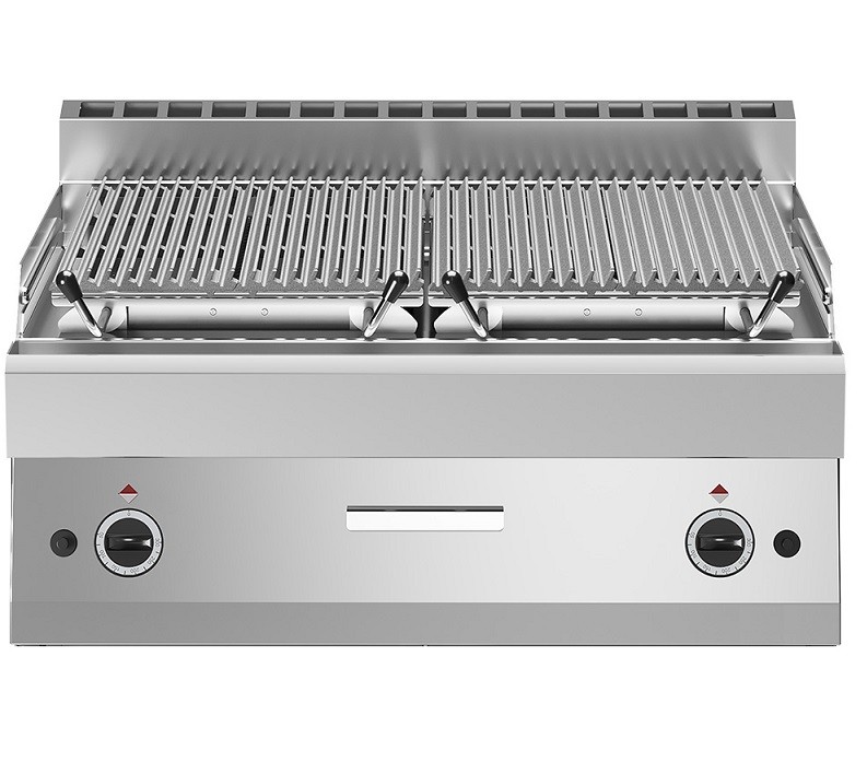 Grelhador Profissional a Gás de Pedra Lávica de 2 Zonas, Grill com Potência de 15000 Watts (transporte incluído) - Refª 102807