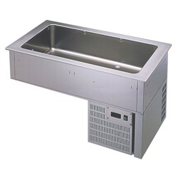 Unidade de Refrigeração de Encastrar com Bacia 4x GN 1/1 de 150 mm, +2º +8º C (transporte incluído) - Refª 100325