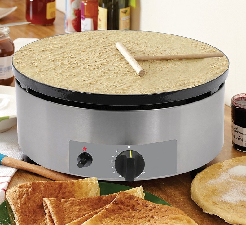 Máquina de Fazer Crepes Industrial a Gás de Ø 400 mm, Crepeira com 3095 kcal/h, Potência de 3600 Watts (transporte incluído) - Refª 101288