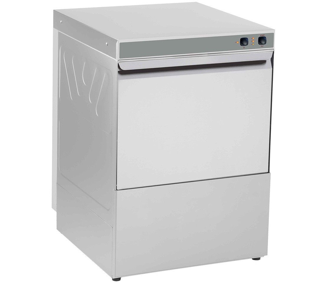 Máquina de Lavar Louça Industrial Monofásica Profissional com Bomba de Descarga e Dispensador de Detergente com Cestos de 500x500 mm para Loiça, Copos e Pratos (transporte incluído) - Refª 102763
