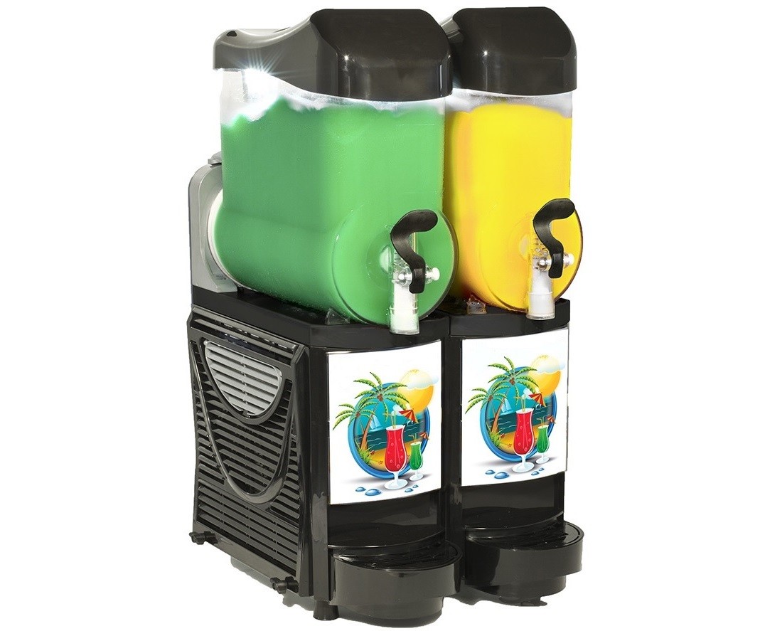 Máquina de Sumos Granizados, Dispensador com 2 Tanques de 10 Litros (transporte incluído) - Refª 100258