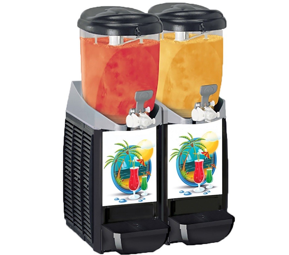 Máquina de Sumos Granizados, Dispensador com 2 Depósitos de 5 Litros e Meio (transporte incluído) - Refª 101255