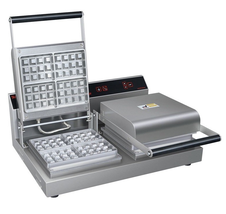 Máquina de Waffles Profissional Dupla Digital em Aço Inoxidável com Temporizador LED (transporte incluído) - Refª 102926