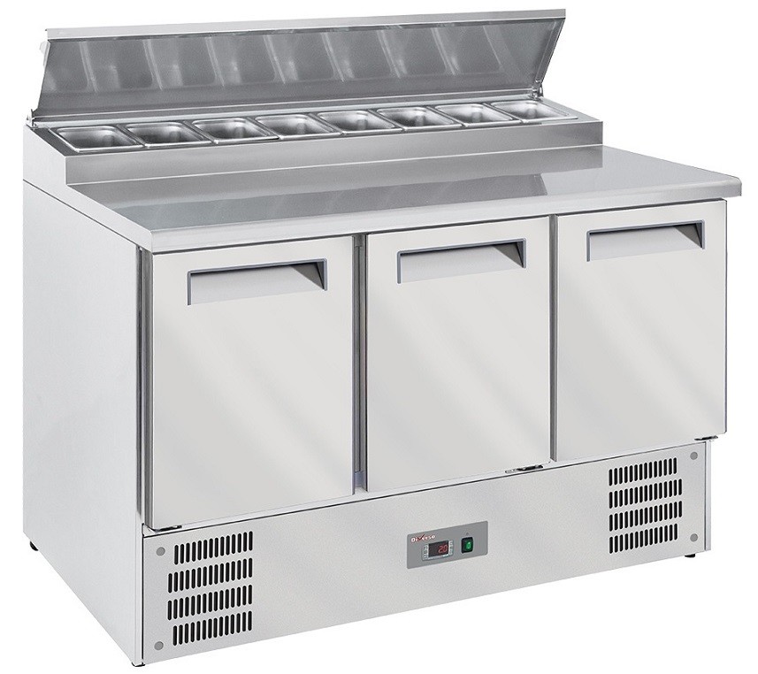 Mesa de Preparação de 3 Portas GN 1/1 com Estrutura Refrigerada (transporte incluído) - Refª 102828