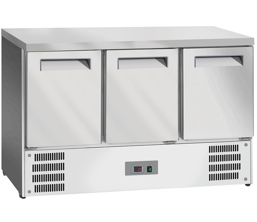 Mesa Refrigerada com 3 Portas GN 1/1, Bancada Ventilada +2º +8º C (transporte incluído) - Refª 102826