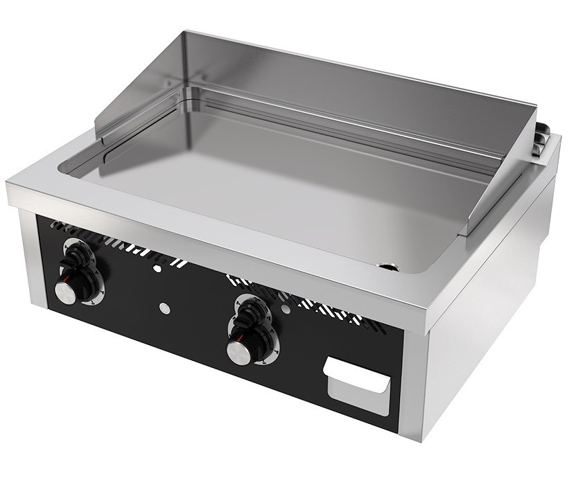Placa de Grelhar Industrial a Gás de 2 Zonas com Chapa Fry Top Lisa com Espessura de 15 mm e Tratamento Cromo, 10750 kcal/h, Potência de 12500 Watts (transporte incluído) - Refª 102116