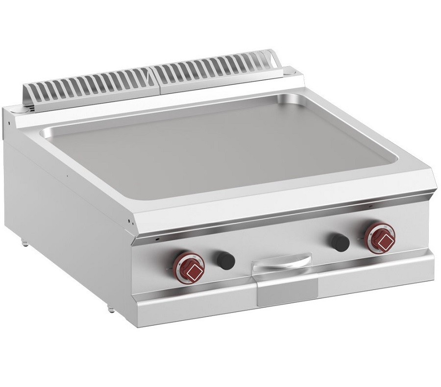 Placa de Grelhar Industrial a Gás Lisa de 2 Zonas, Grelhador com Chapa Fry Top Dupla Profissional (transporte incluído) - Refª 100099