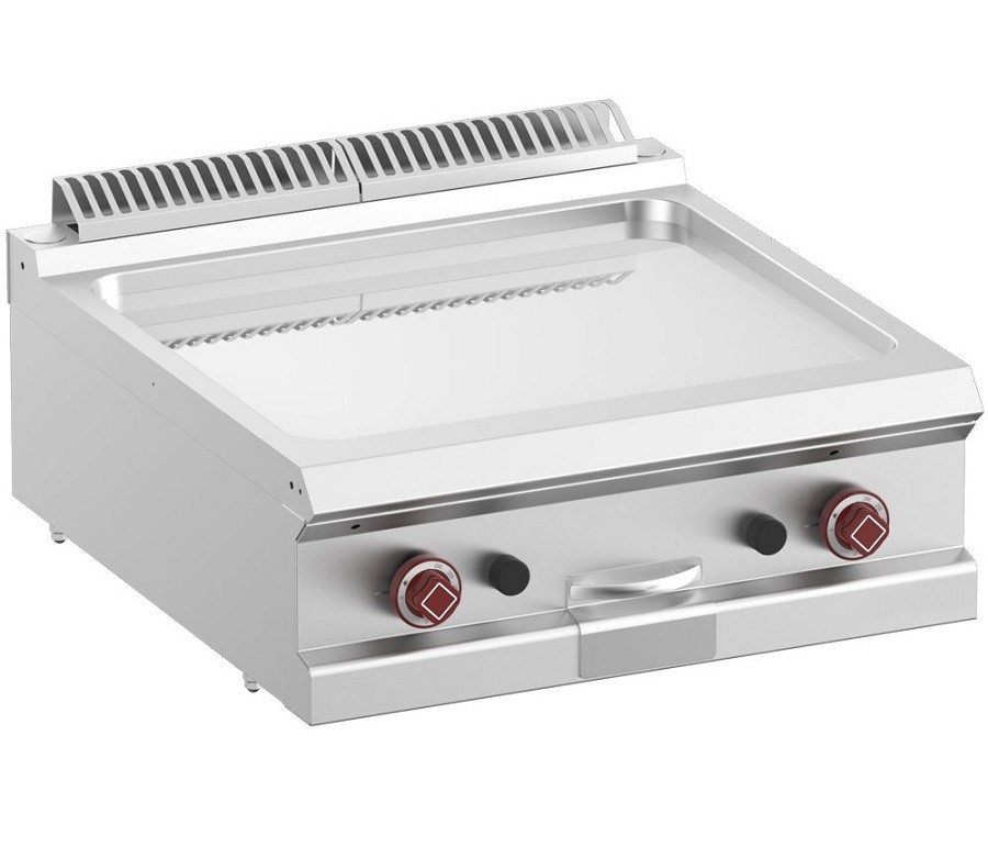 Placa de Grelhar Industrial a Gás Lisa de 2 Zonas, Chapa Fry Top Dupla Cromo Profissional (transporte incluído) - Refª 100100