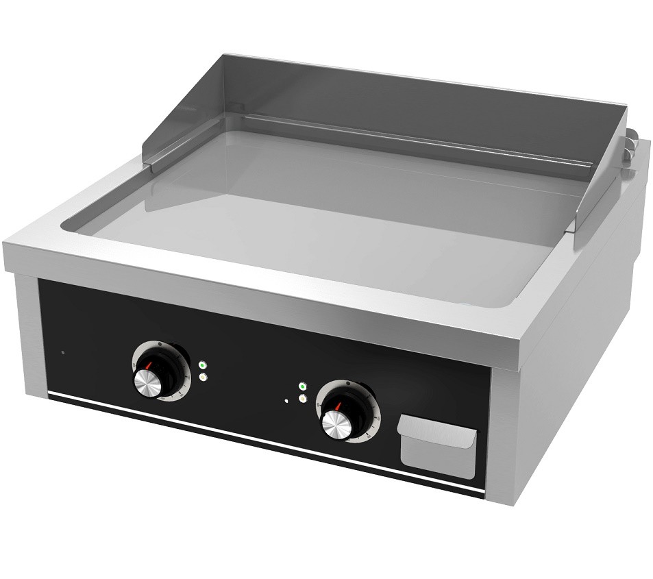 Placa de Grelhar Industrial Elétrica Trifásica de 2 Zonas com Chapa Fry Top Lisa com Espessura de 15 mm e Tratamento Cromo, Potência de 9000 Watts, +100º +300º C (transporte incluído) - Refª 102149