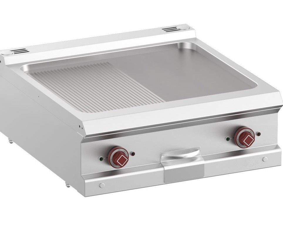 Placa de Grelhar Industrial Elétrica de 2 Zonas, Chapa Profissional Lisa e com Ranhuras (transporte incluído) - Refª 100110