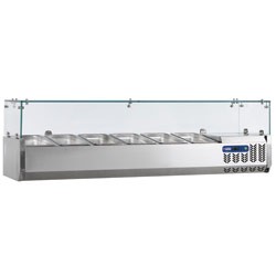 Estrutura Refrigerada Tropicalizada para 10x GN 1/4 até 150 mm de Profundidade com Protecção em Vidro Temperado +2º +10º C (transporte incluído) - Refª 100935