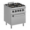 Fogão Industrial a Gás de 4 Queimadores com 4 Bicos de 5,5 kW e Forno de Convecção Elétrico Profissional +70° a +270°C, kcal/h 18917, Potência de 22000 Watts (transporte incluído) - Refª 102776