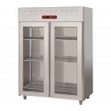 Armário Refrigerado Industrial Ventilado GN 2/1 em Aço Inoxidável com 2 Portas de Vidro, Frigorífico de 1400 Litros, 0º +10º C (transporte incluído) - Refº 102587