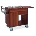 Carro Flamejante em Melamina Wengé de Dois Queimadores Flambé, Dimensões de 950/1230x500x870 mm LxPxA (transporte incluído) - Refª 101109