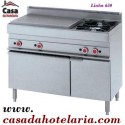 Fogão Industrial a Gás da Linha 650 de Placa Radiante com 2 Queimadores e Forno a Gás  (transporte incluído) - Refª 100009